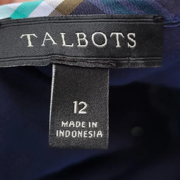 Talbots Sheath Dress Blue Green Plaid Sleeveless Ruffle Stretch Cotton 14P 12 - Picture 5 of 6